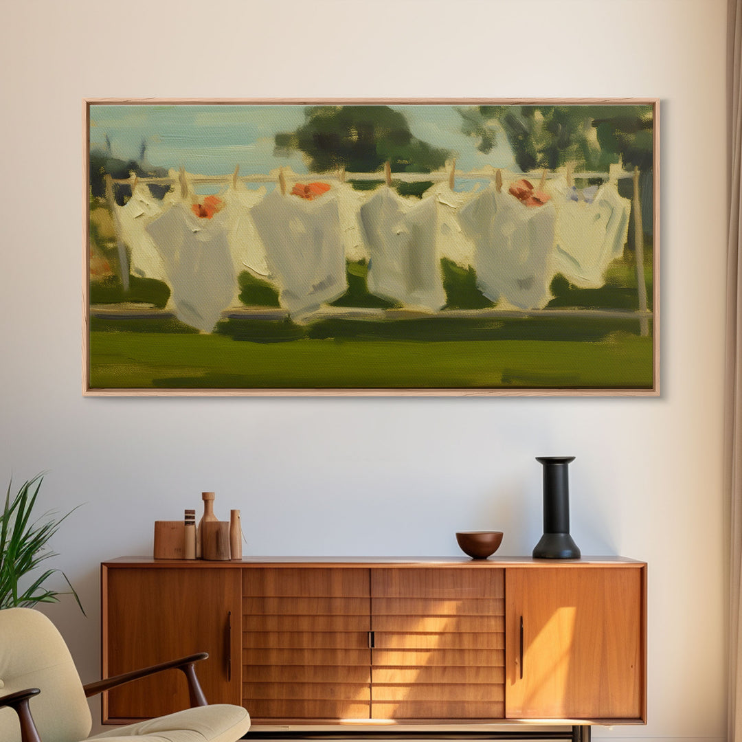 Oil Painting Laundry Wall Art, Laundry Décor, Laundry Room Art, Panoramic Wall Decor, Canvas Print, Wall Art, Framed Canvas Art