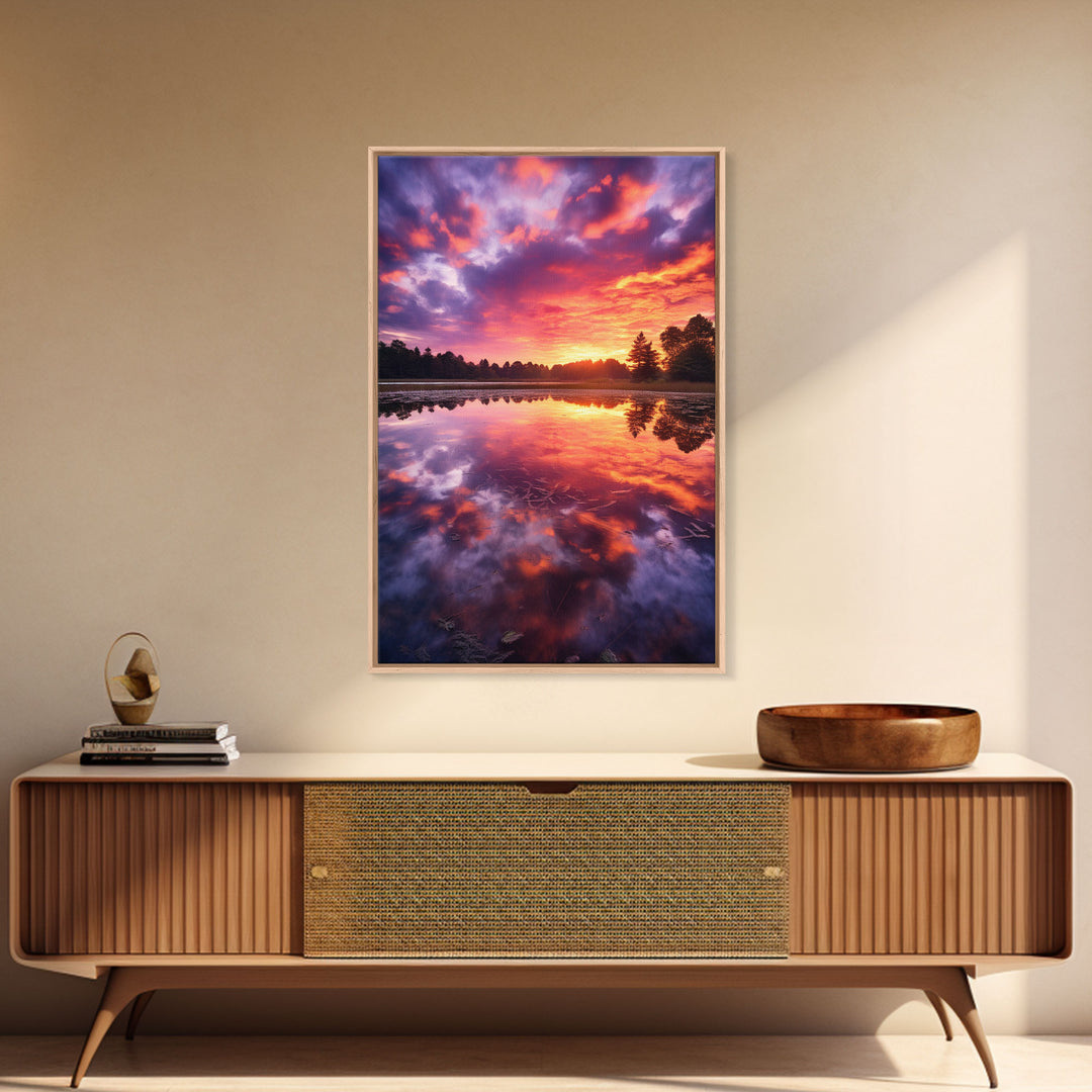 Lake Wall Art, Water Reflection, Landscape Wall Art, Sunset Wall Art, Canvas Print, Wall Art, Vertical Art, Nature Wall Art, Wall Hanging