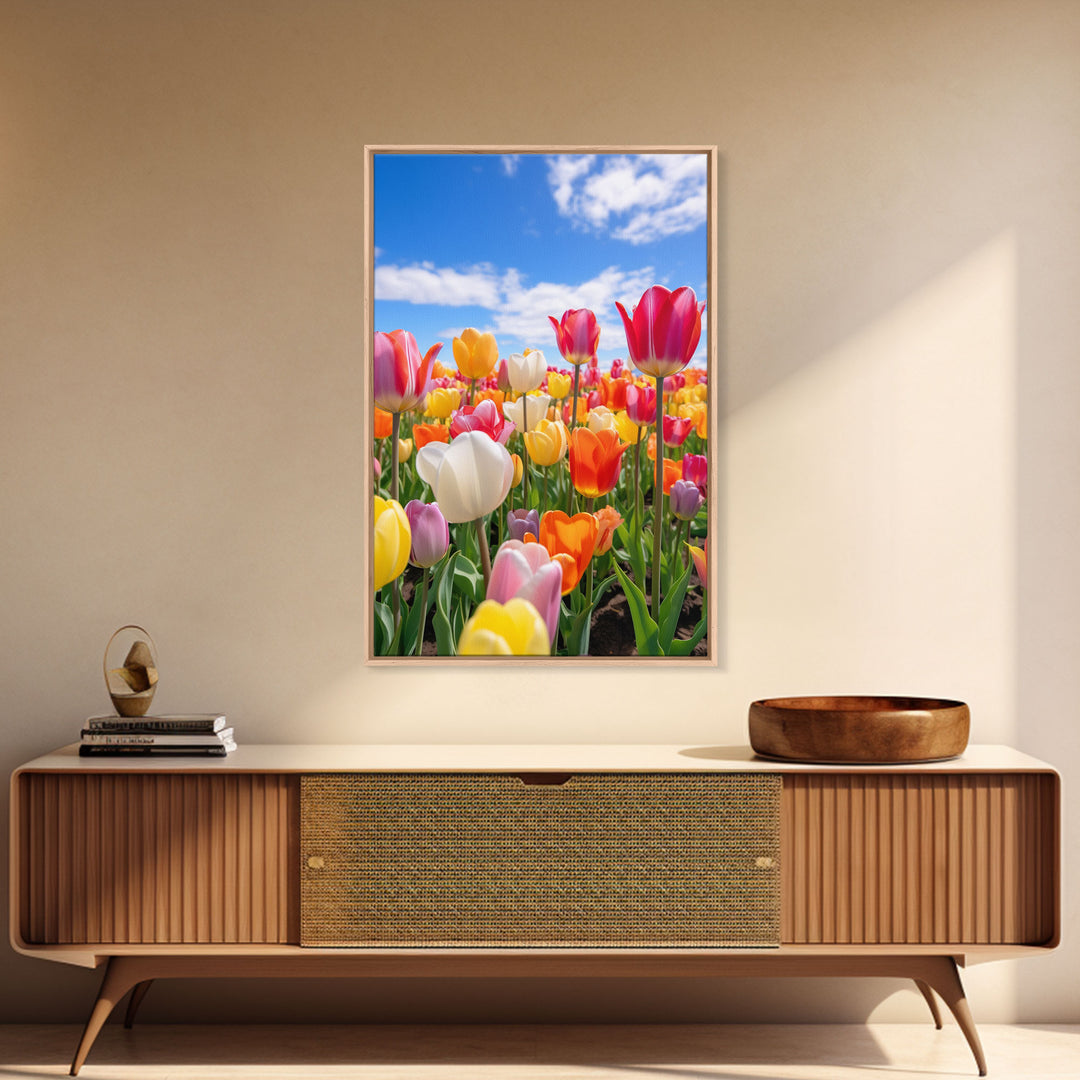Flower Wall Art, Colorful Wall Art, Tulip Print, Canvas Print, Wall Art, Vertical Art, Friendship Gift, College Dorm Decor, Farmhouse Art