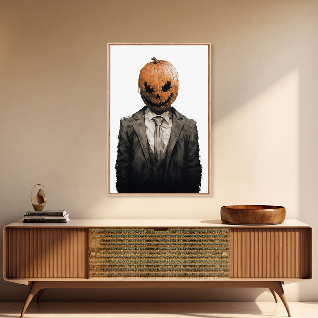 Portrait Of Jack - The Jack O Lantern Man, Vintage Halloween Art, Macabre Halloween Decoration, Dark Macabre, Goth Art, Pumpkin Patch Horror