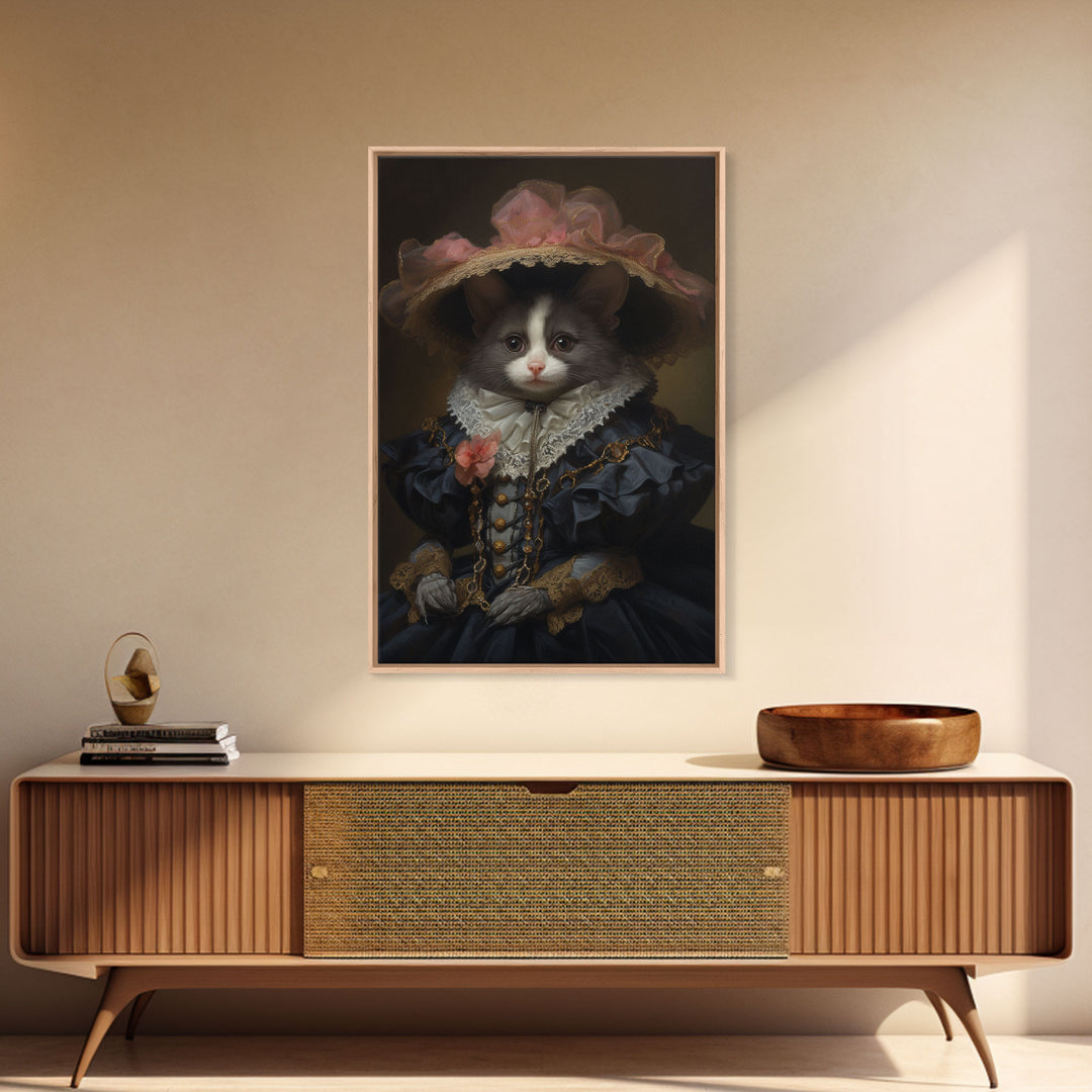 Cute Halloween Weasel Painting, Vintage Canvas, Art Canvas Print, Dark Academia, Weasel Art, Halloween Decor, Goth Art