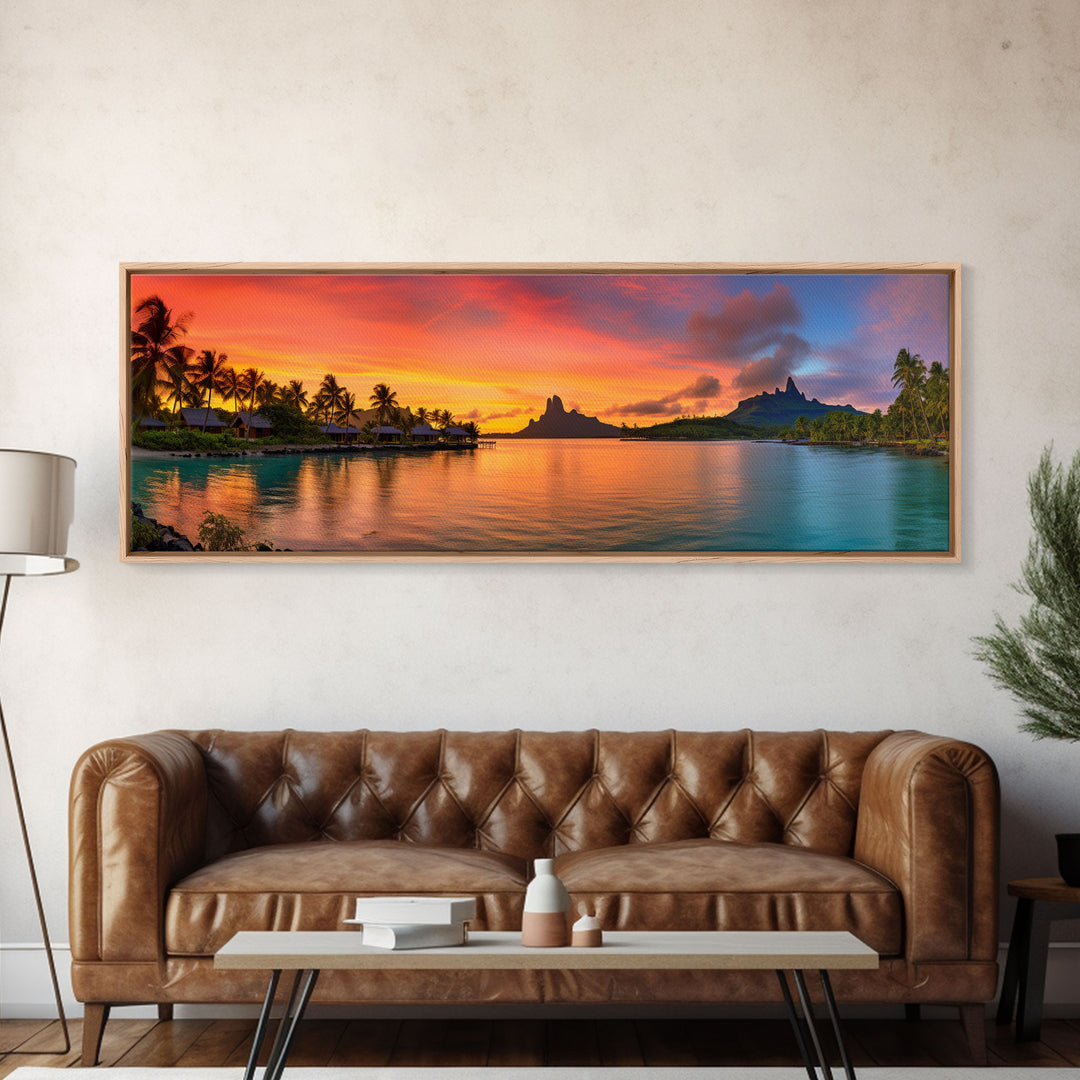 Beautiful Bora Bora Vacation Art, Bora Bora Photography Print, Panoramic Beach Art, Panoramic Photo Print, Lake House Art, Travel Decor