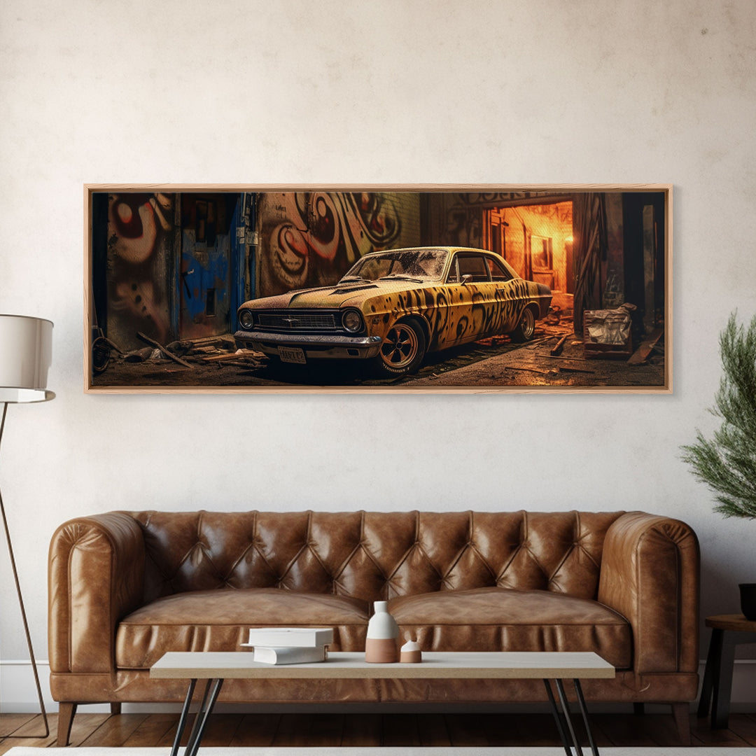 Graffiti Punk Wall Art, Street Art, Framed Canvas Print, Detroit Muscle, Limited Edition, High Quality Art, Game Room Art, Mancave
