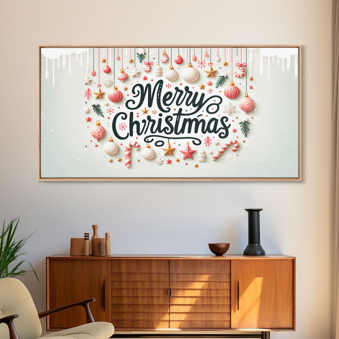 Merry Christmas Sign - Christmas Decor - Framed Canvas Print Sign - Canvas Sign - Xmas Decor - Holiday Decor