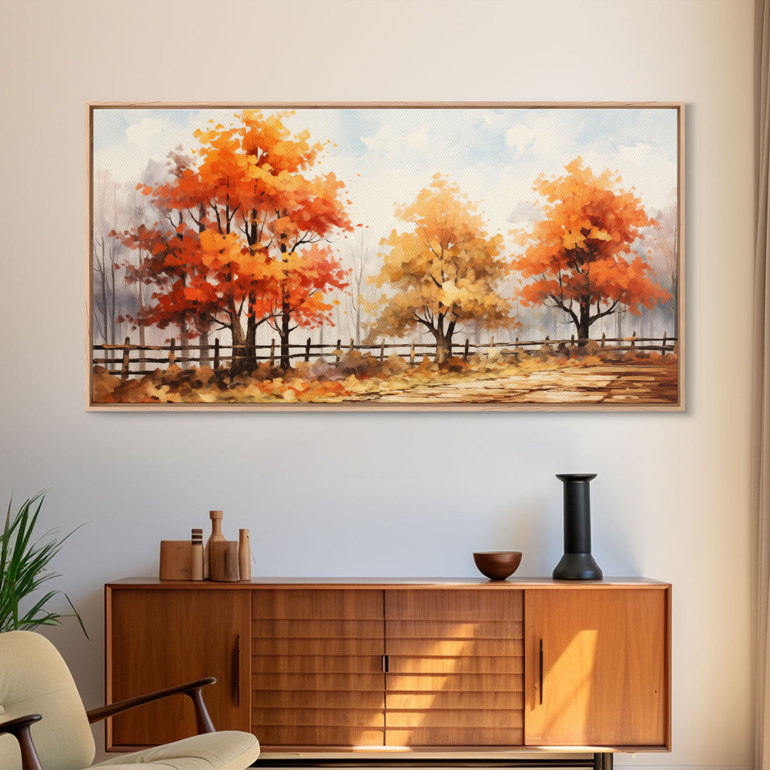 Autumn Leaves - Fall Color Change Of The Leaves - Wood Framed Canvas Print - Rustic Farmhouse Fall Decor - Hawthorn Aspen / Dogwood Autumn