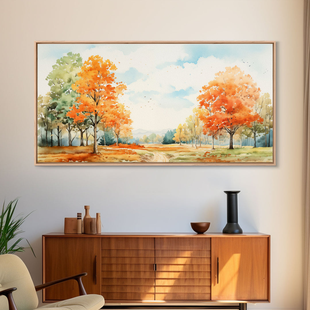 Autumn Leaves - Fall Color Change Of The Leaves - Wood Framed Canvas Print - Rustic Farmhouse Fall Decor - Fall Centerpiece - Minimalist Art