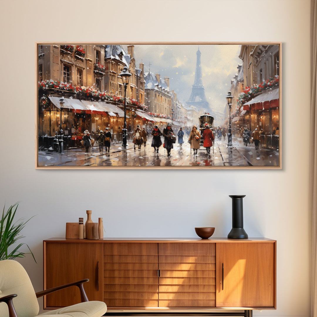 Winter Wonderland - Paris In The Snow at Christmas Time - Framed Canvas Print - Christmas Decor