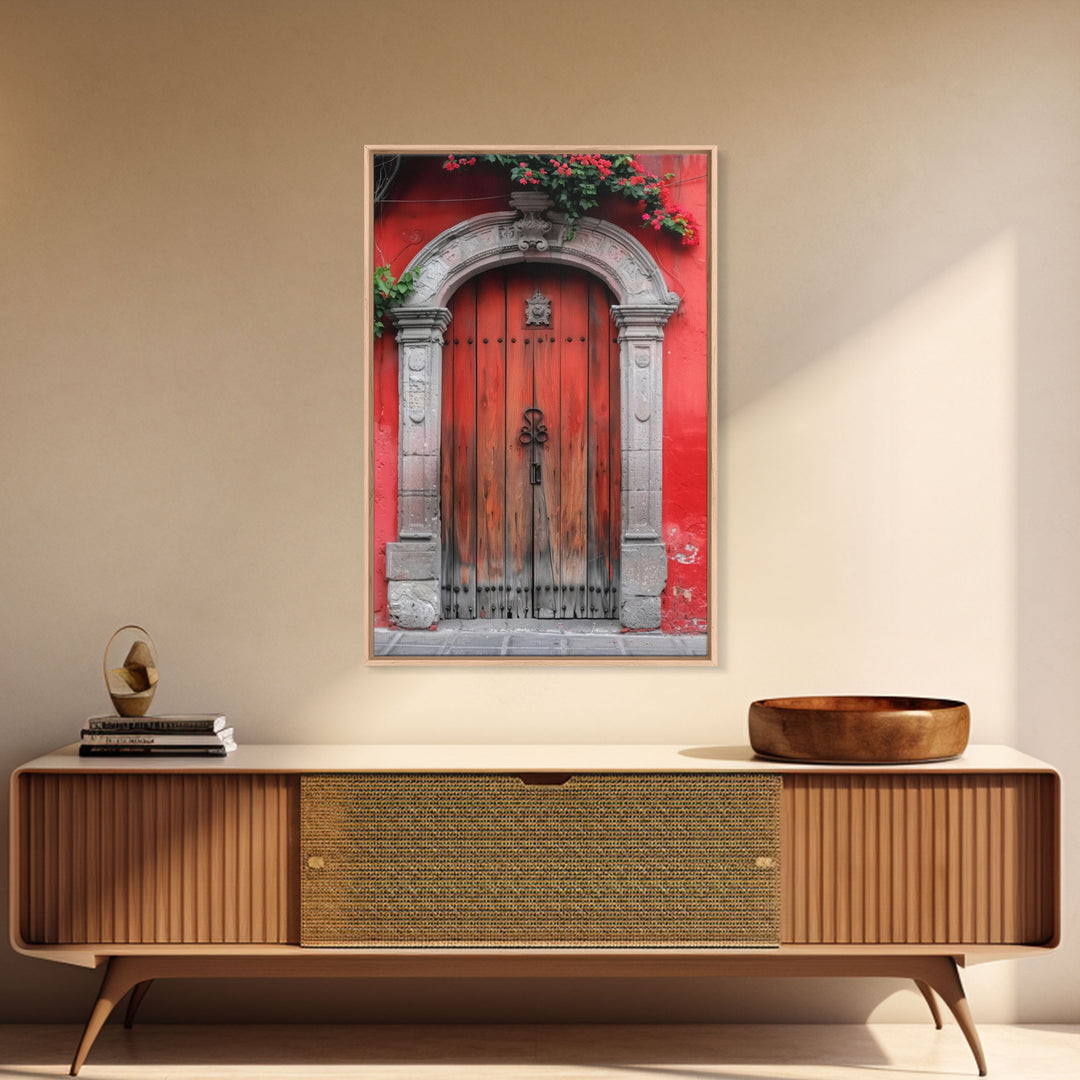 Hacienda Architecture Framed Canvas Print, Mexican Wall Art, Art of Mexico, Original Artwork, Wood Framed Ready To Hang