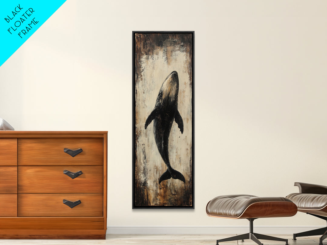 Majestic Whale Painting Framed Canvas Print, Nautical Wall Art, Coastal Decor Living Room Art, Rustic Decor Gift Idea Christmas