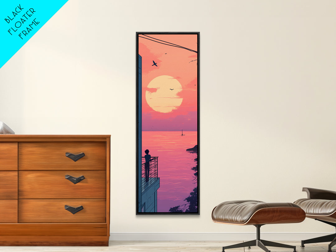 Pastel Sunset Balcony Canvas Print Pink Orange Wall Art Coastal Cowgirl Art Bedroom or Living Room Farmhouse Decor Unique Piece