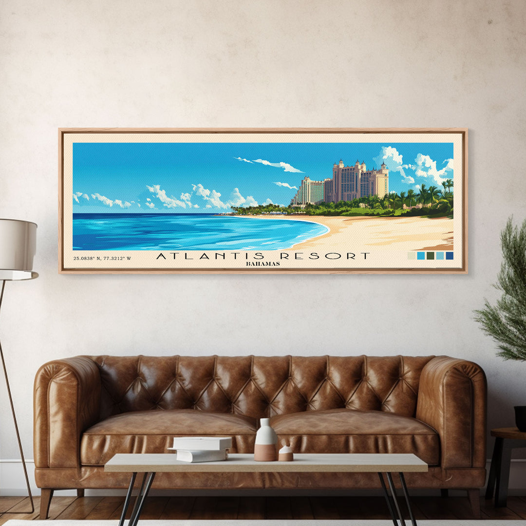 Atlantis Resort, Bahamas Panoramic Print, Vacation Gift, Bahamas Wall Art, Vacation Wall Art, Vacatation Memories, Beach Decor, Beach Or Lakehouse Art