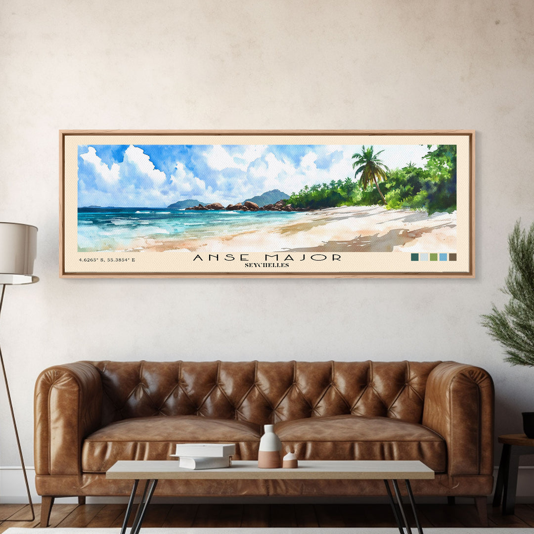 Anse Major, Seychelles Watercolor Beach Print, Vacation Gift, Seychelles Wall Art, Beach Painting, Beach Decor, Beach Painting