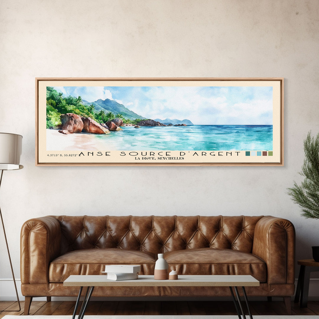 Anse Source d’Argent, La Digue, Seychelles Watercolor Print, Vacation Gift, La Digue, Seychelles Wall Art, Vacation Wall Art, Vacatation Memories, Beach Decor, Beach Or Lakehouse Art