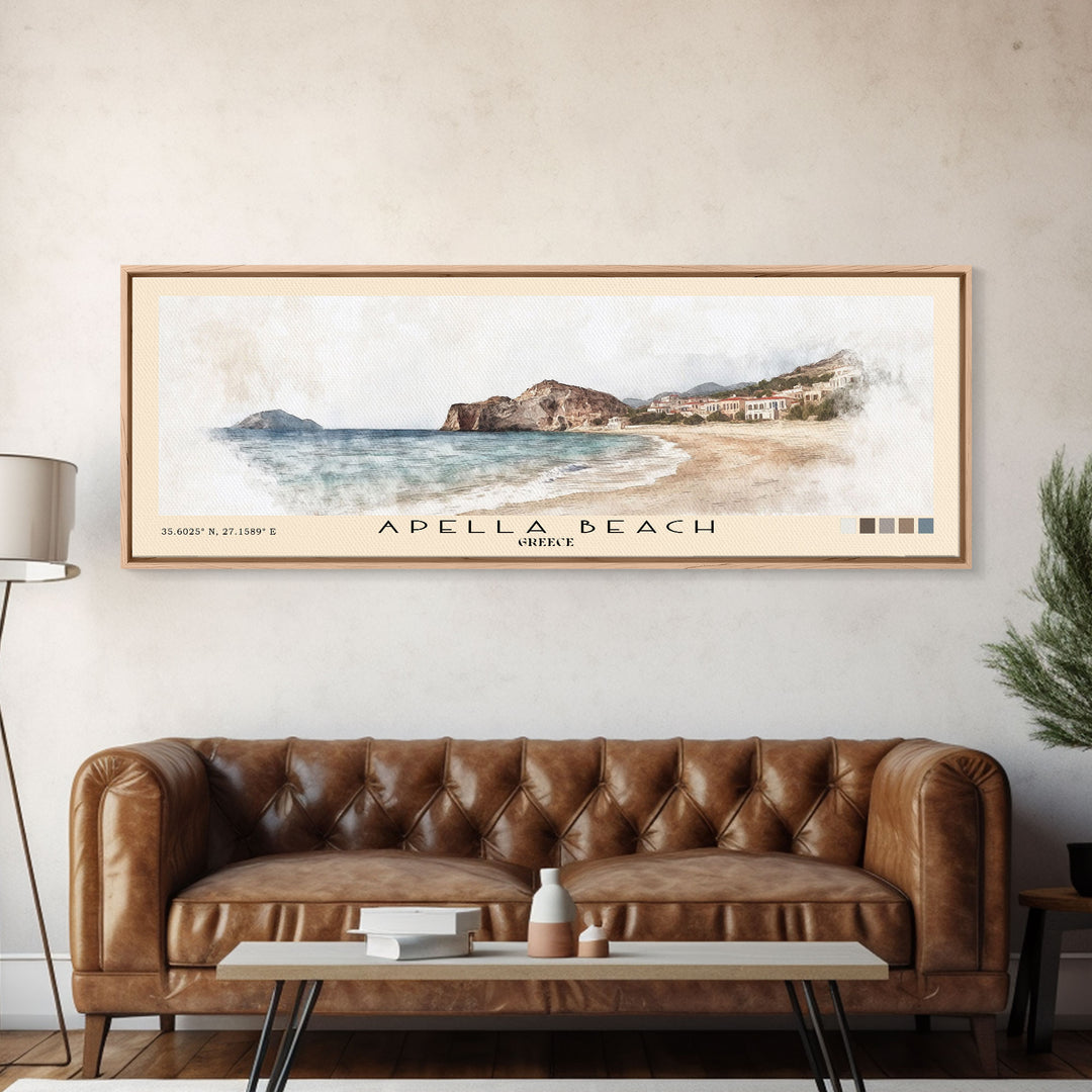 Apella Beach, Greece Watercolor Print, Vacation Gift, Greece Wall Art, Beach Painting, Beach Decor, Beach Or Lakehouse Art