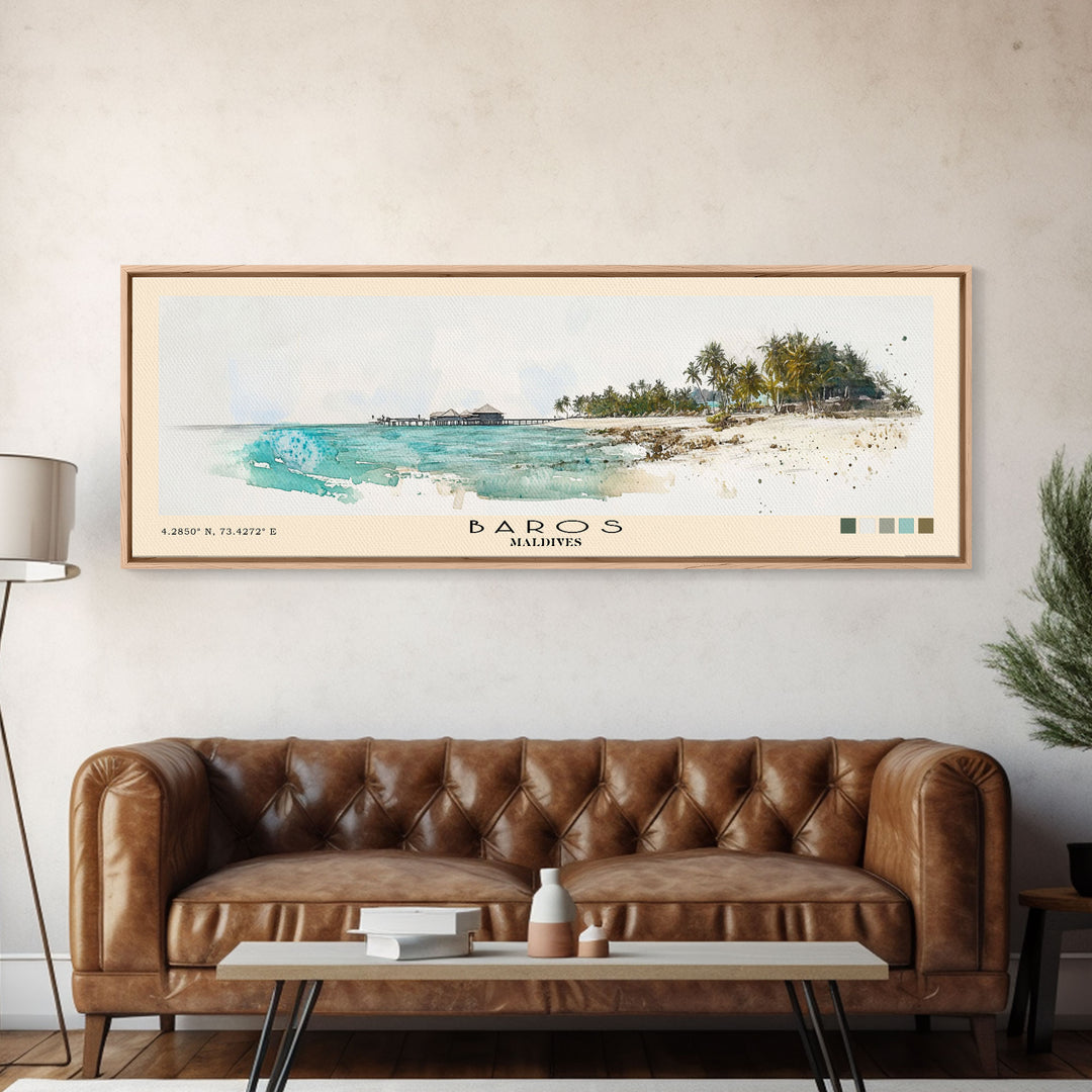 Baros, Maldives Watercolor Print, Vacation Gift, Maldives Wall Art, Vacation Wall Art, Vacatation Memories, Beach Decor, Beach Or Lakehouse Art