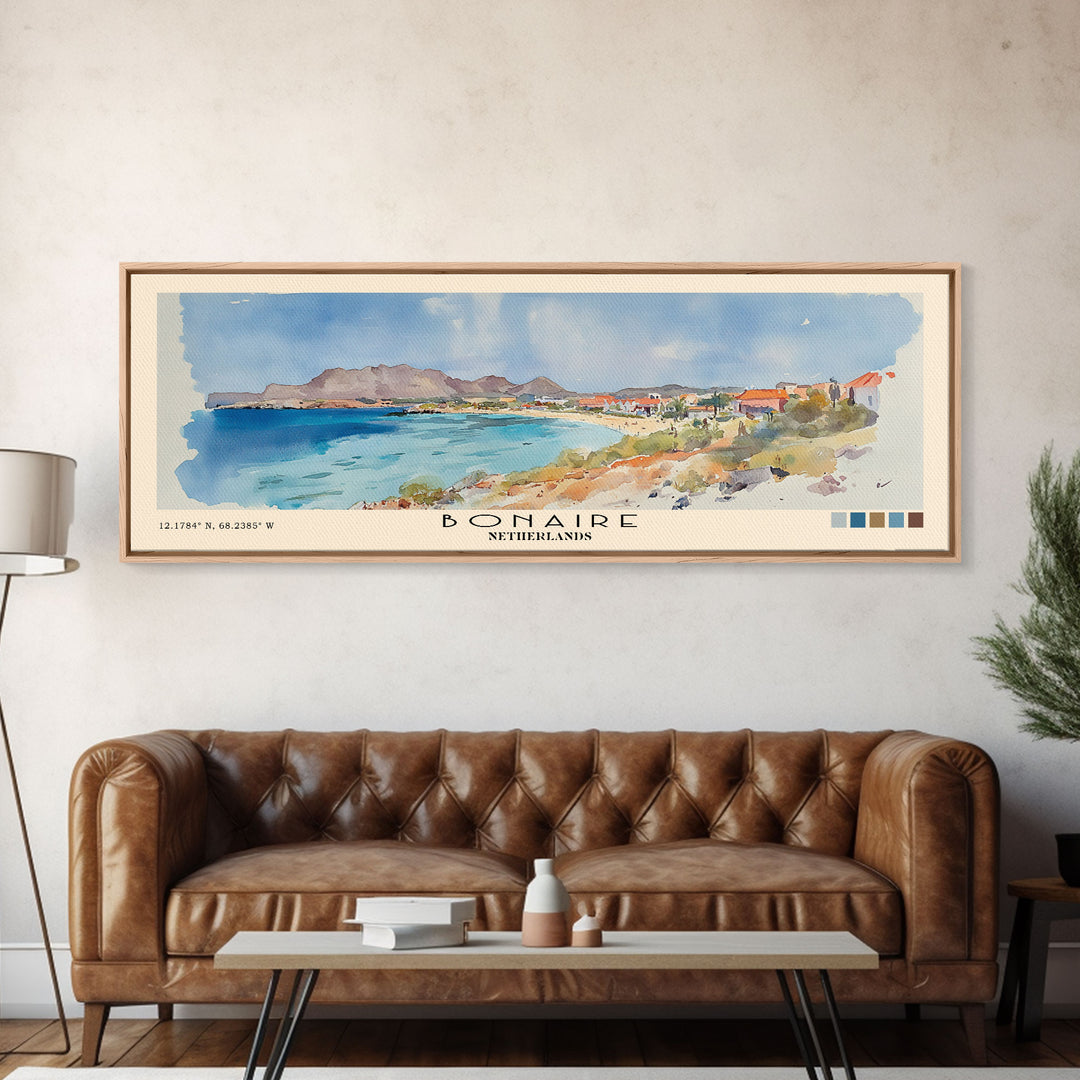 Bonaire, Netherlands Watercolor Print, Vacation Gift, Netherlands Wall Art, Beach Painting, Beach Decor, Beach Or Lakehouse Art
