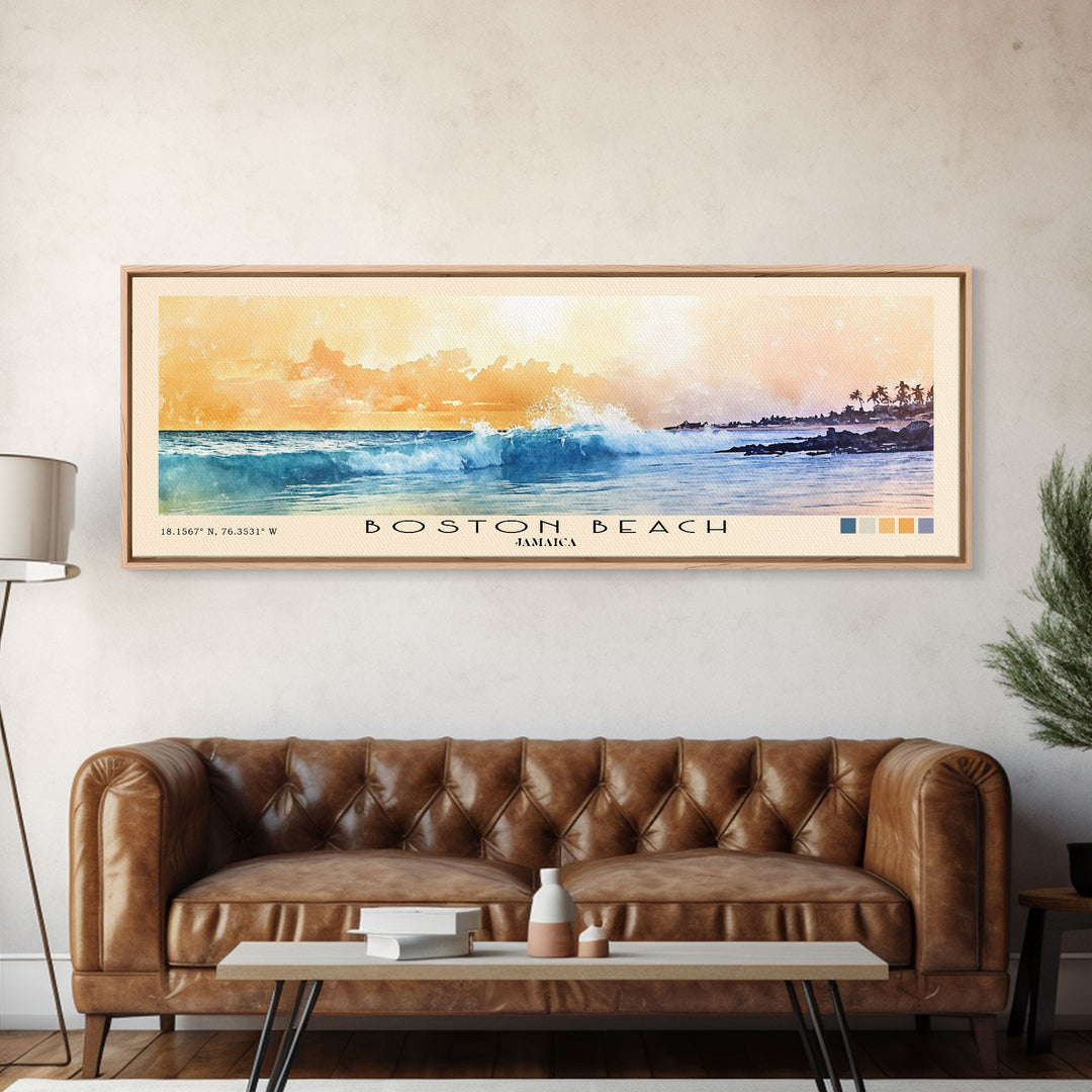 Boston Beach, Jamaica Watercolor Beach Print, Vacation Gift, Jamaica Wall Art, Beach Painting, Beach Decor, Beach Painting
