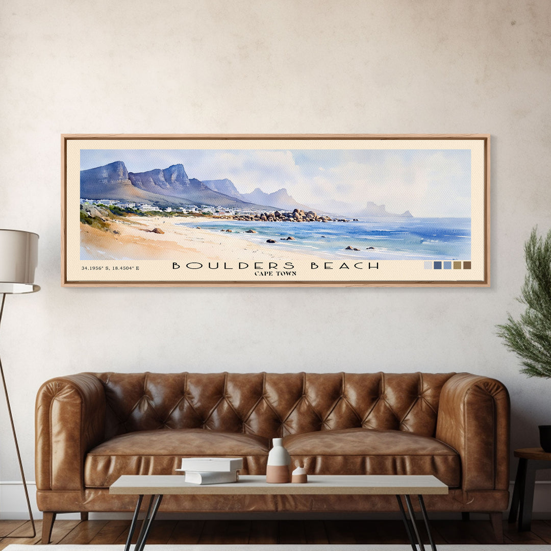 Boulders Beach, Cape Town Watercolor Beach Print, Vacation Gift, Cape Town Wall Art, Beach Painting, Beach Decor, Beach Painting