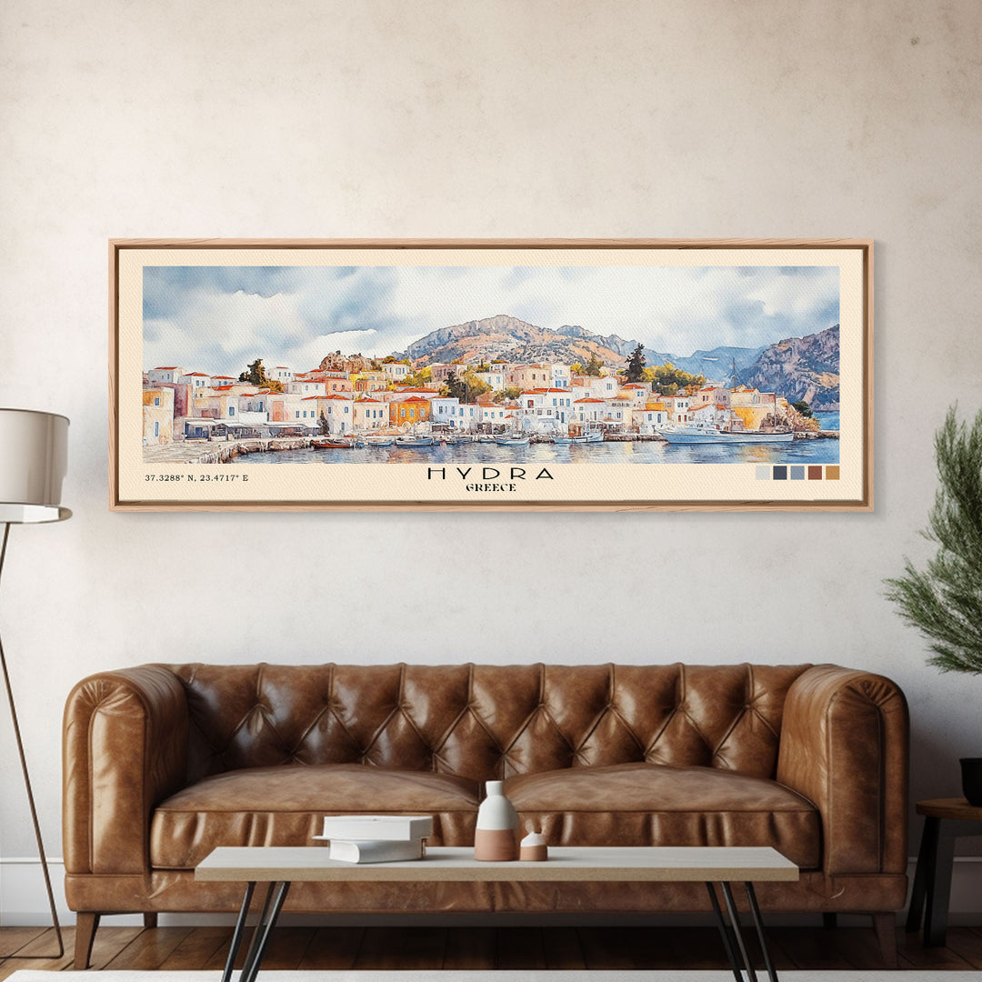 Hydra, Greece Watercolor Print, Vacation Gift, Greece Wall Art, Vacation Wall Art, Vacatation Memories, Beach Decor, Beach Or Lakehouse Art
