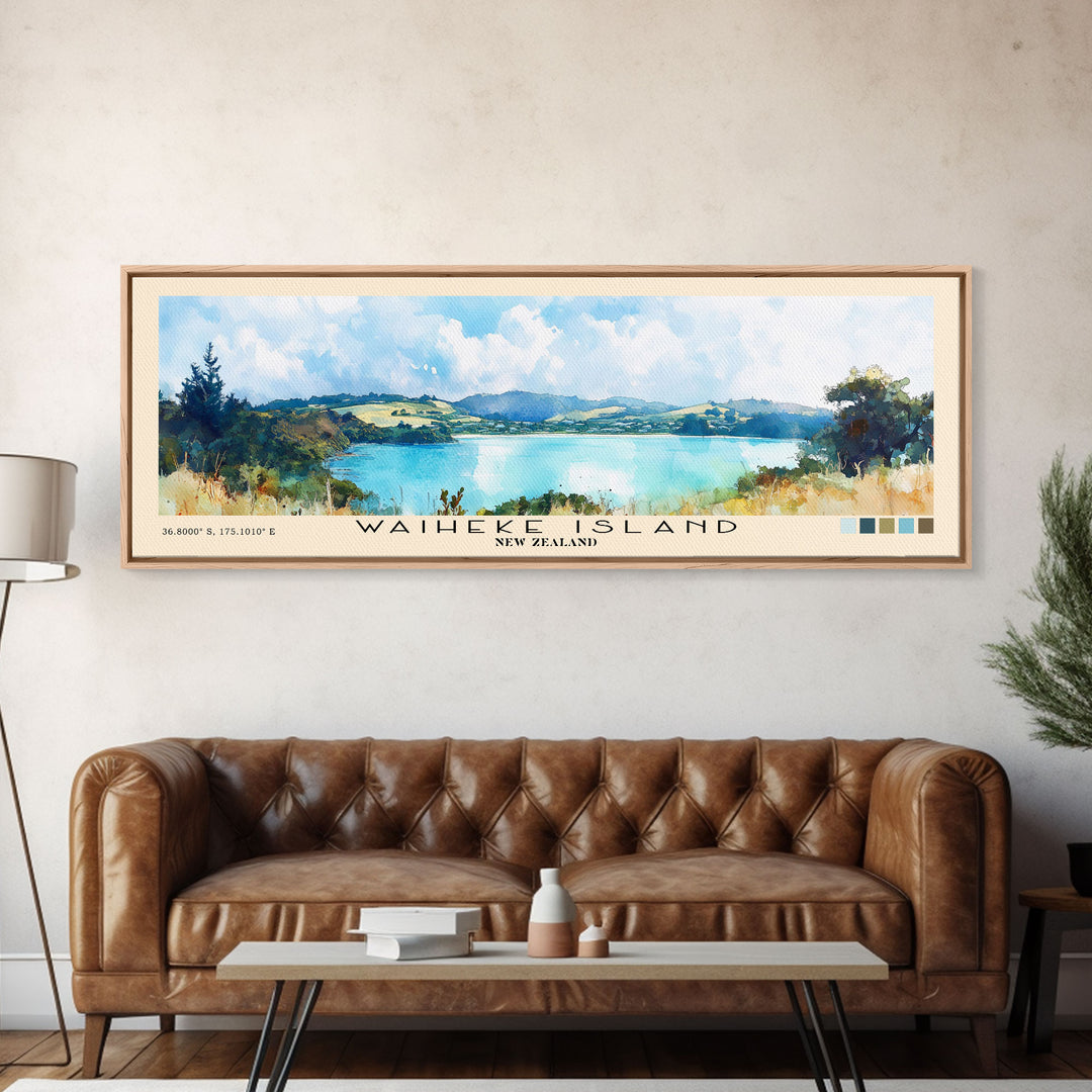 Waiheke Island, New Zealand Watercolor Print, Vacation Gift, New Zealand Wall Art, Vacation Wall Art, Vacatation Memories, Beach Decor, Beach Or Lakehouse Art