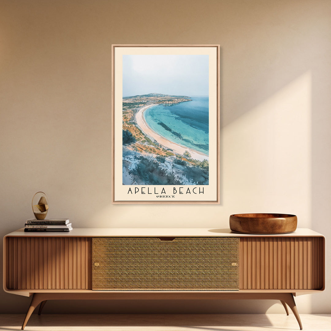 Apella Beach, Greece Watercolor Print, Vacation Gift, Greece Wall Art, Beach Painting, Beach Decor, Beach Or Lakehouse Art