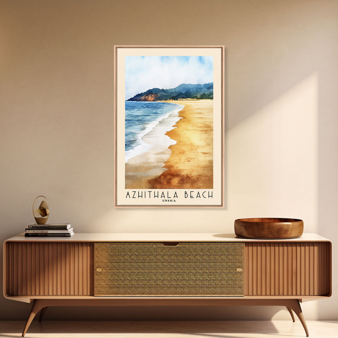 Azhithala Beach, India Watercolor Print, Vacation Gift, India Wall Art, Beach Painting, Beach Decor, Beach Or Lakehouse Art