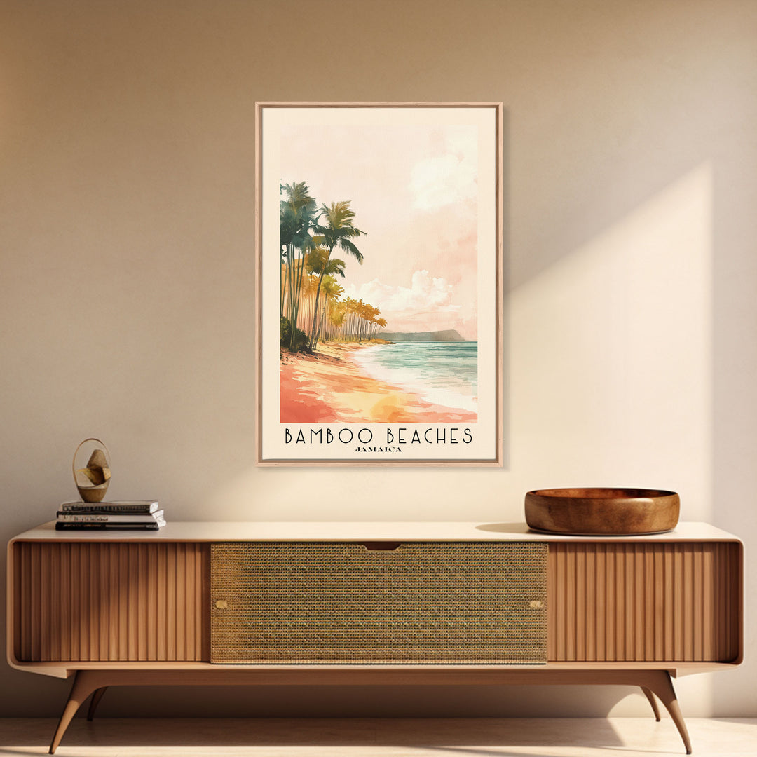 Bamboo Beaches, Jamaica Watercolor Print, Vacation Gift, Jamaica Wall Art, Vacation Wall Art, Vacatation Memories, Beach Decor, Beach Or Lakehouse Art