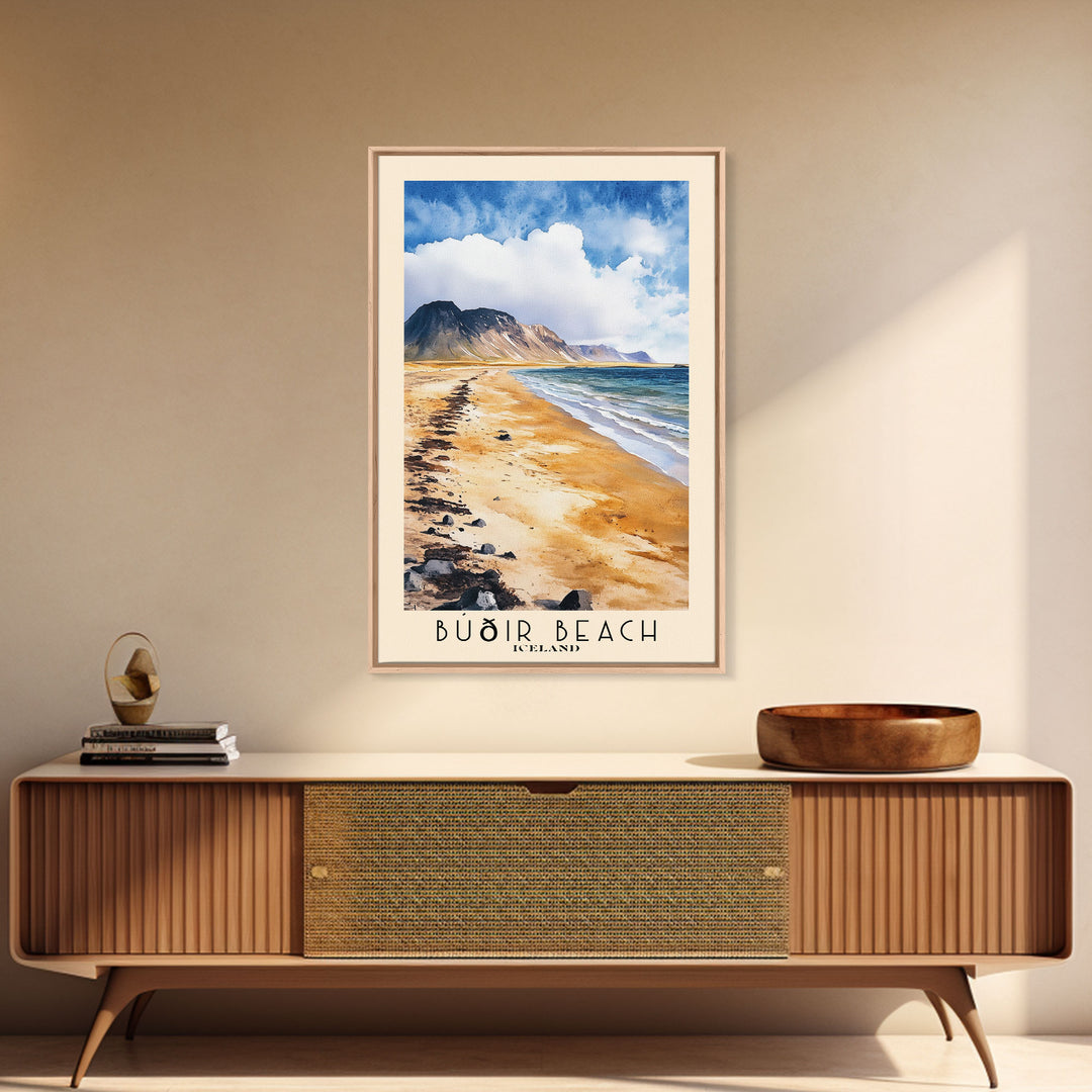 Búðir Beach, Iceland Watercolor Beach Print, Vacation Gift, Iceland Wall Art, Beach Painting, Beach Decor, Beach Painting