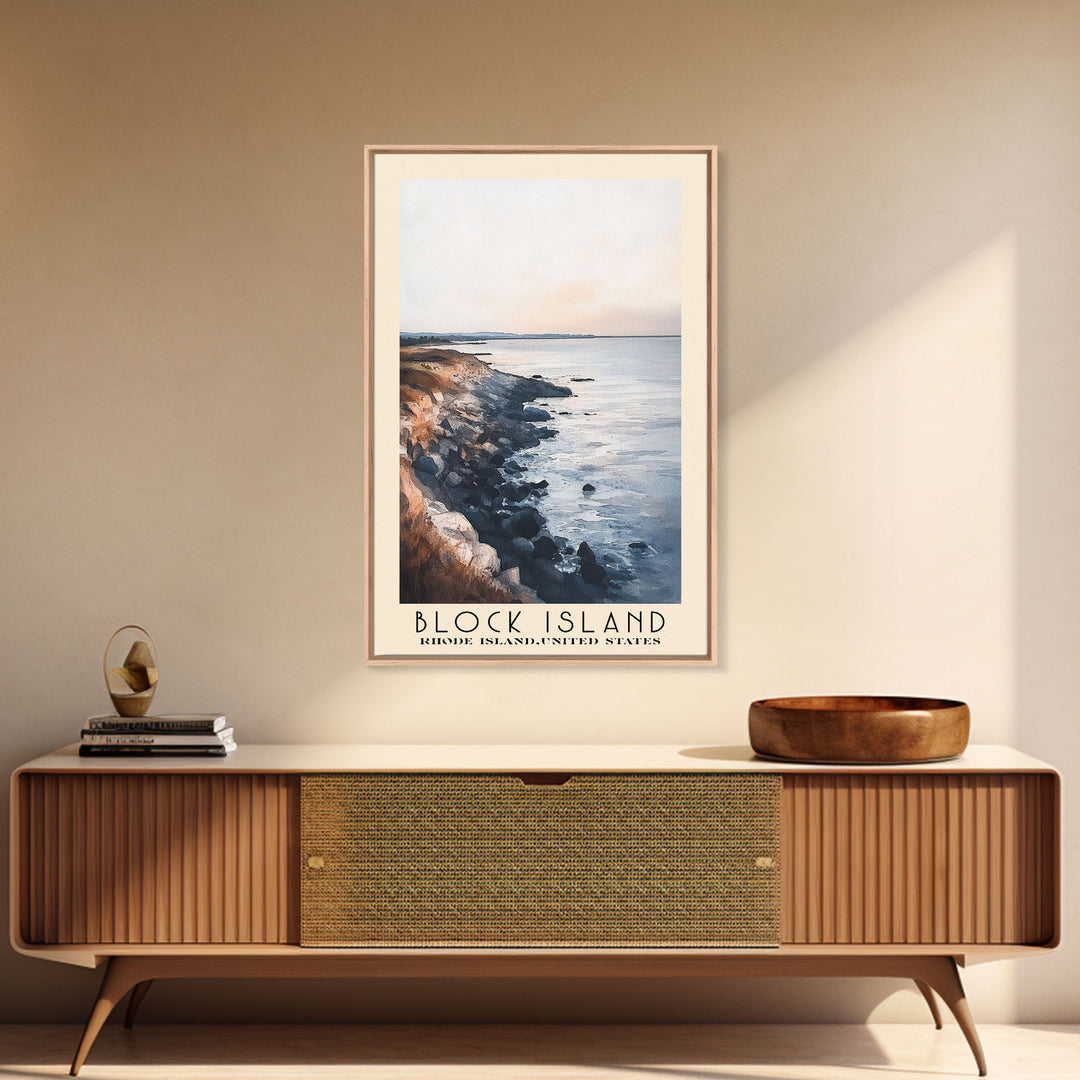 Block Island, Rhode Island,United States Watercolor Print, Vacation Gift, Rhode Island,United States Wall Art, Beach Painting, Beach Decor, Large Wall Art, Wood Frame Art