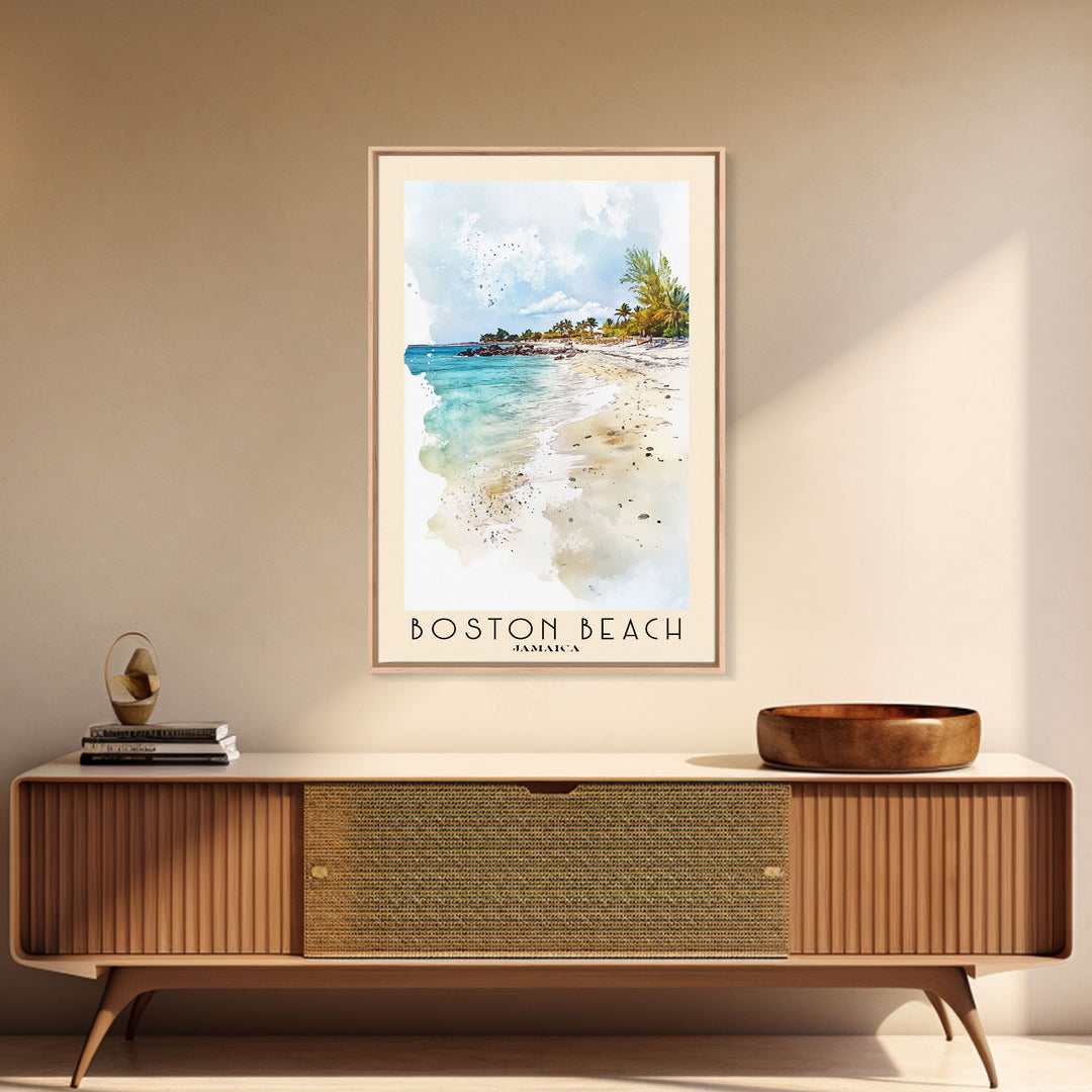 Boston Beach, Jamaica Watercolor Beach Print, Vacation Gift, Jamaica Wall Art, Beach Painting, Beach Decor, Beach Painting