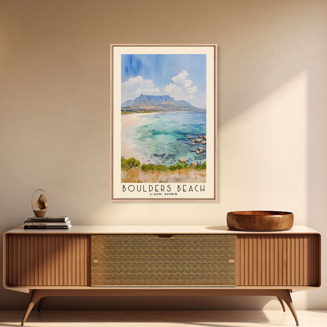 Boulders Beach, Cape Town Watercolor Beach Print, Vacation Gift, Cape Town Wall Art, Beach Painting, Beach Decor, Beach Painting