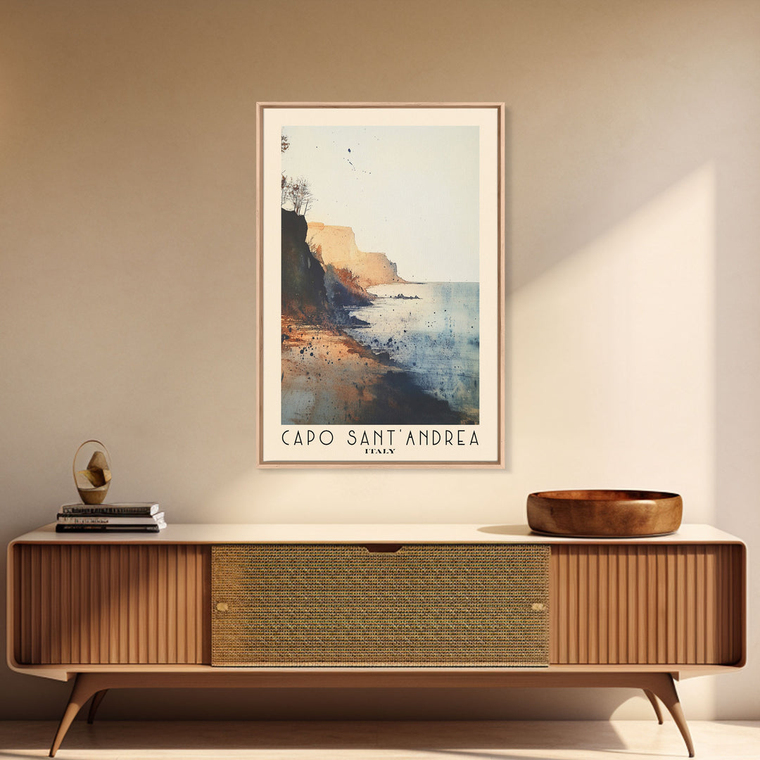 Capo Sant’Andrea, Italy Watercolor Print, Vacation Gift, Italy Wall Art, Beach Painting, Beach Decor, Beach Or Lakehouse Art