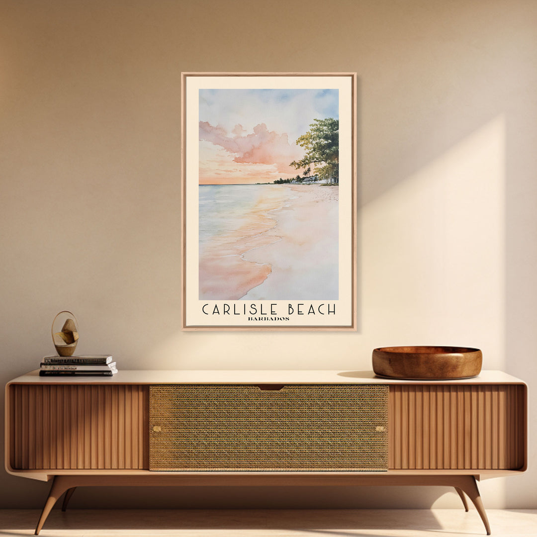 Carlisle Beach, Barbados Watercolor Print, Vacation Gift, Barbados Wall Art, Beach Painting, Beach Decor, Beach Or Lakehouse Art