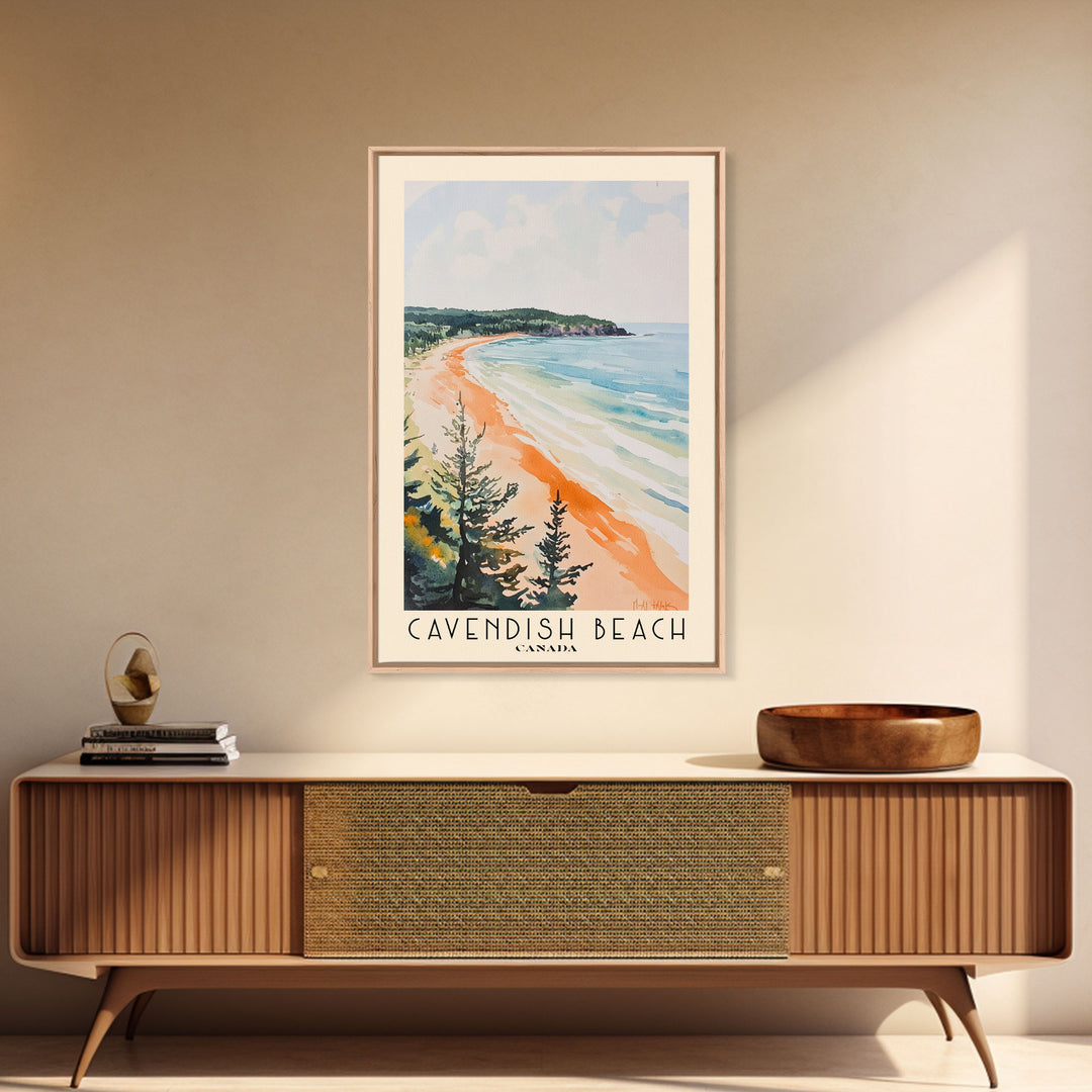 Cavendish Beach, Canada Watercolor Print, Vacation Gift, Canada Wall Art, Beach Painting, Beach Decor, Beach Or Lakehouse Art