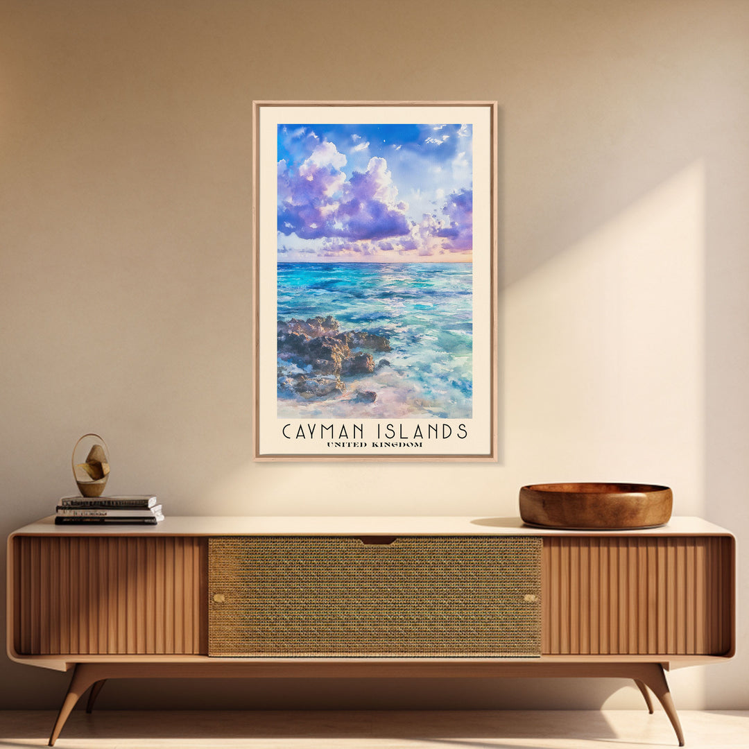 Cayman Islands, United Kingdom Watercolor Beach Print, Vacation Gift, United Kingdom Wall Art, Beach Painting, Beach Decor, Beach Painting