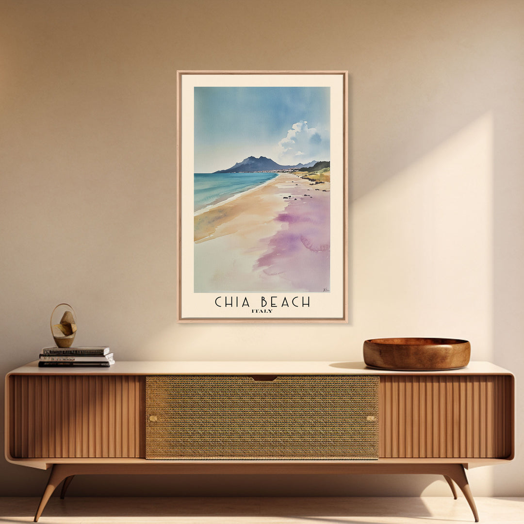Chia Beach, Italy Watercolor Print, Vacation Gift, Italy Wall Art, Beach Painting, Beach Decor, Beach Or Lakehouse Art