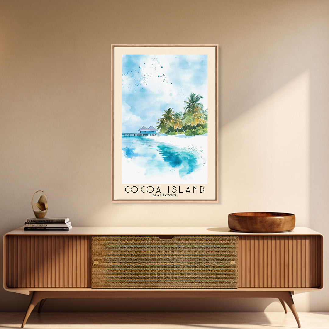 Cocoa Island, Maldives Watercolor Print, Vacation Gift, Maldives Wall Art, Vacation Wall Art, Vacatation Memories, Beach Decor, Beach Or Lakehouse Art
