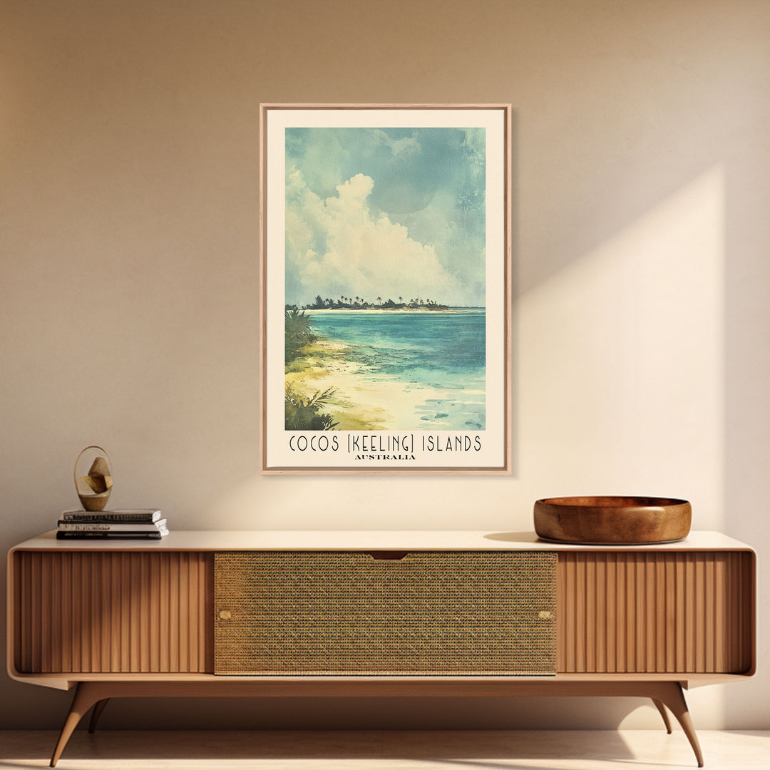 Cocos (Keeling) Islands, Australia Watercolor Print, Vacation Gift, Australia Wall Art, Beach Painting, Beach Decor, Beach Or Lakehouse Art