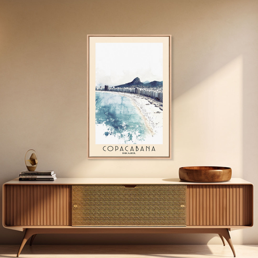Copacabana, Brazil Watercolor Print, Vacation Gift, Brazil Wall Art, Beach Painting, Beach Decor, Beach Or Lakehouse Art
