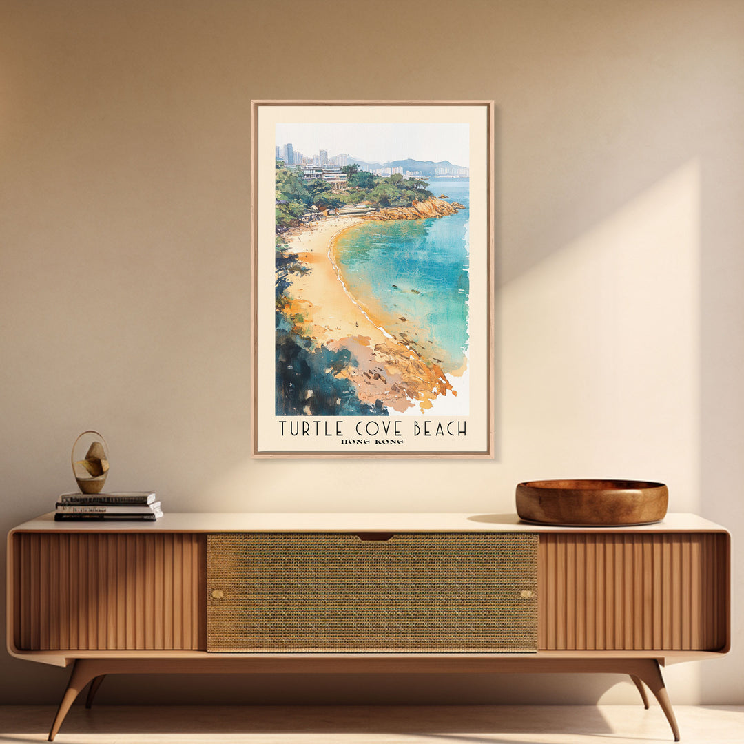 Turtle Cove Beach, Hong Kong Watercolor Print, Vacation Gift, Hong Kong Wall Art, Beach Painting, Beach Decor, Beach Or Lakehouse Art