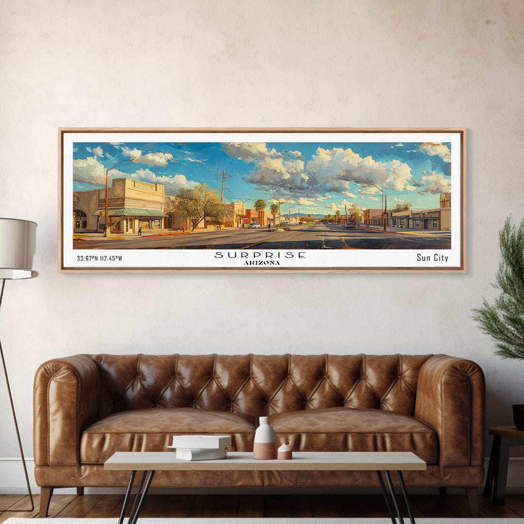 Surprise Arizona Travel Poster, Framed Canvas Print, Wall Art, Home Decor, Office Art, Living Room Art, Travel Gift, Vintage Style