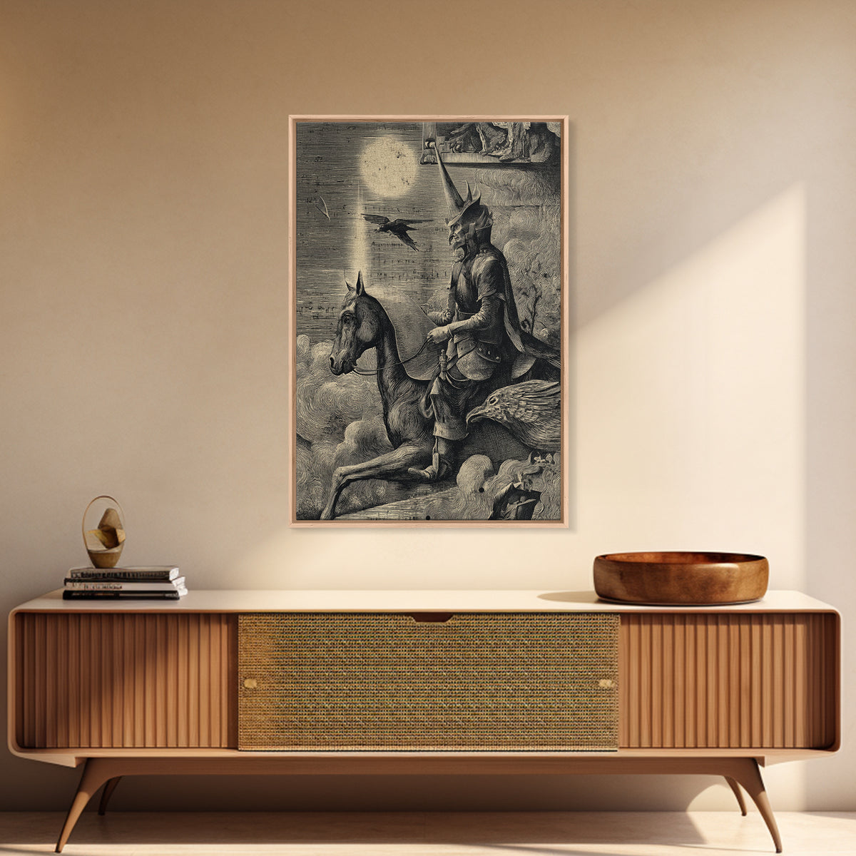 The Antique Spirit Board, Renaissance Engraving Art, Vertical Wall Art, Dark Fantasy Wall Art, Canvas Print, Halloween Wall Art