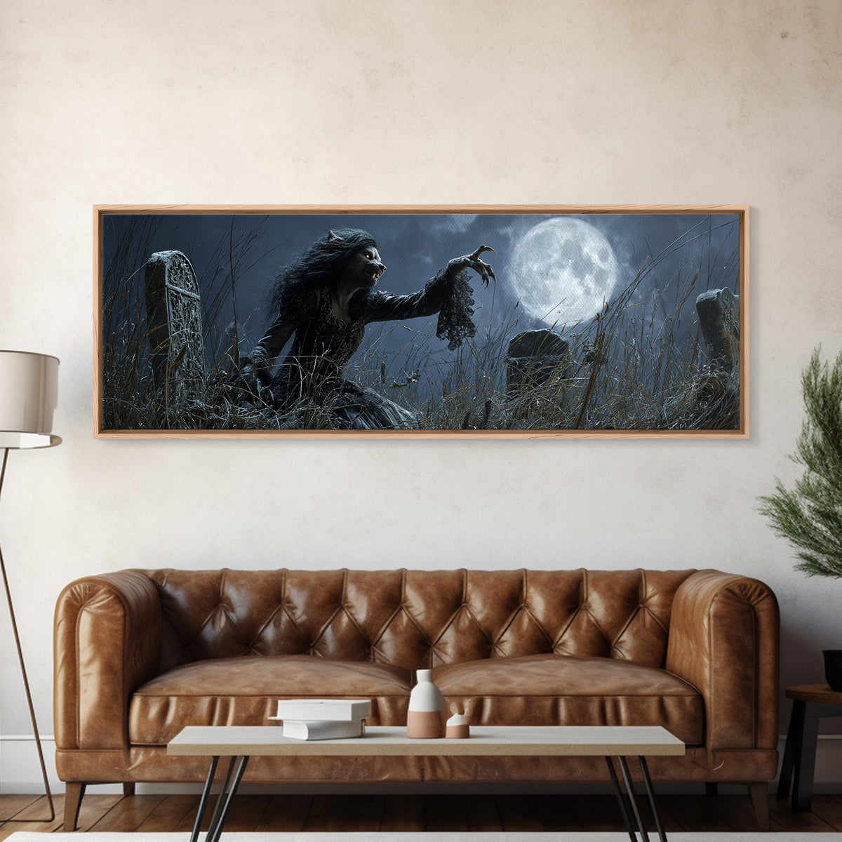 The Widow Wolf Of Briar Moon, Extra Wide Wall Art, Gothic Horror Wall Art, Framed Canvas Print, Halloween Wall Decor, Gothic Home Decor