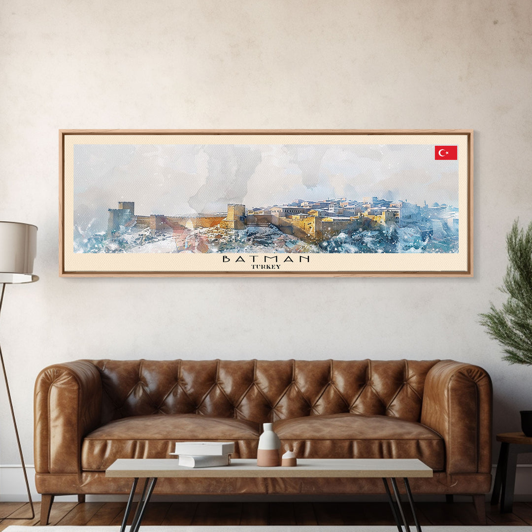 Batman TurkeyPanoramic Travel Poster, Framed Canvas Print or Metal Wall Art, Travel Art, Home Decor, Panoramic Painting, Midcentury Art