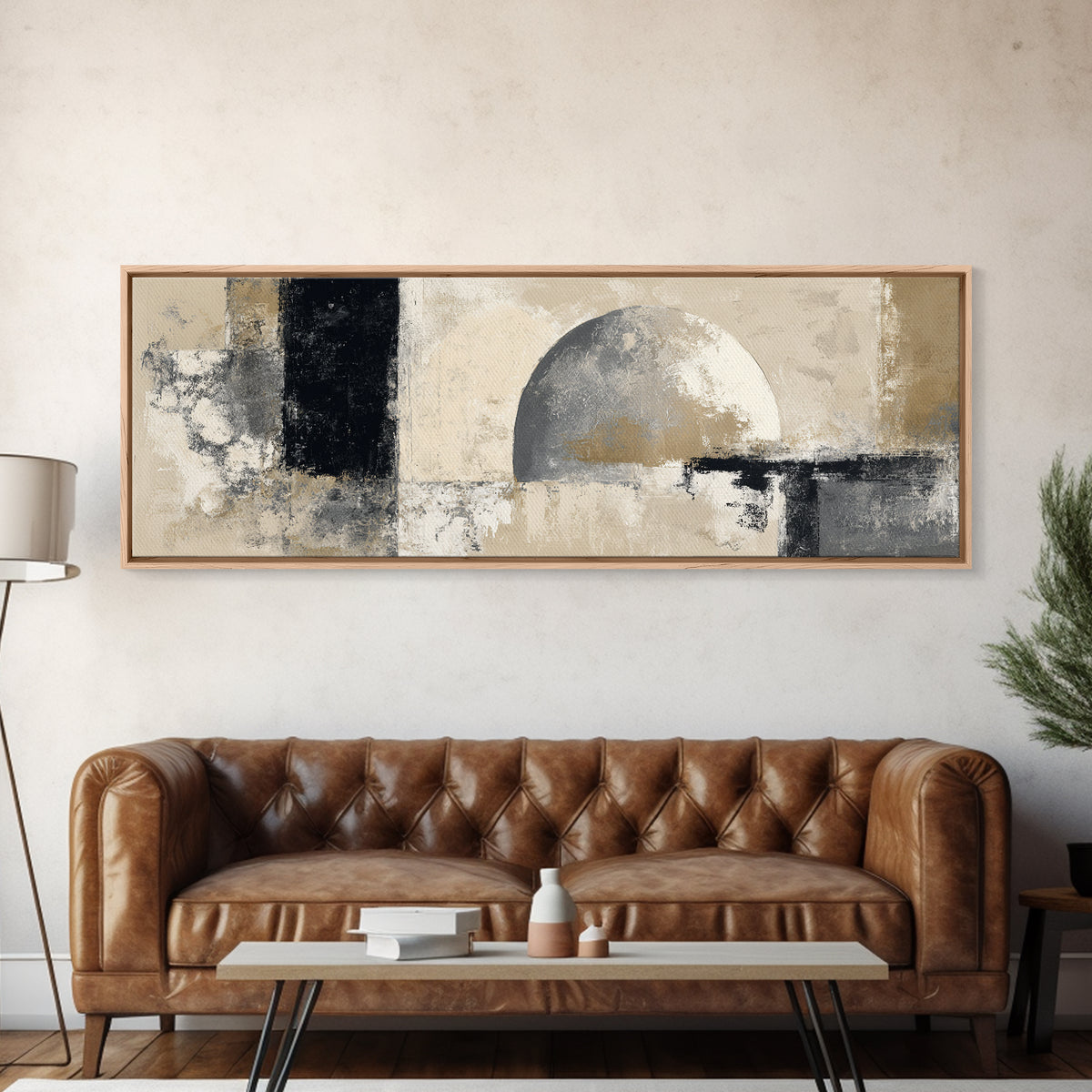 Black and White Architectural Arch Composition Canvas Print, Living Room Art, Home, Living Room Decor, Oil Painting, Living, LIR-3x1-95
