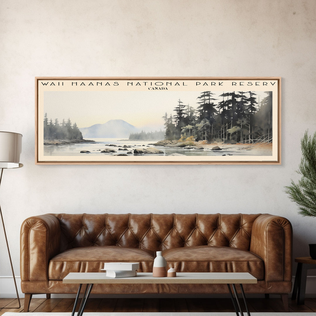 Gwaii Haanas National Park Reserve Retro Style Travel Poster - Framed Canvas Print - COUNTRY Travel Decor | Vintage Style Home Decor - Travel Print - Wall Art