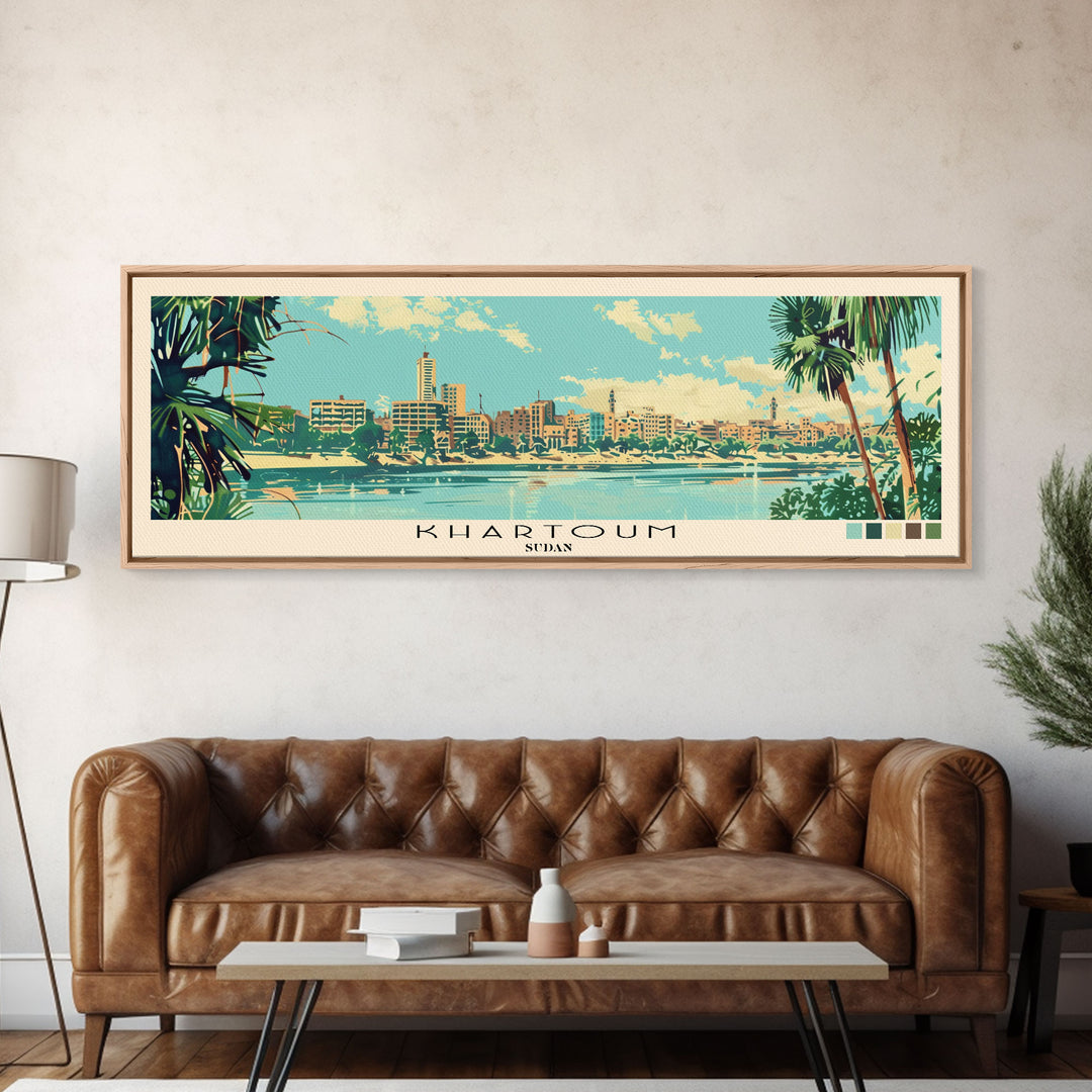 Khartoum, Sudan Panoramic Canvas Print, Khartoum, Sudan Painting, Sudan Art, Khartoum Travel Poster, Travel Art, Living Room Painting