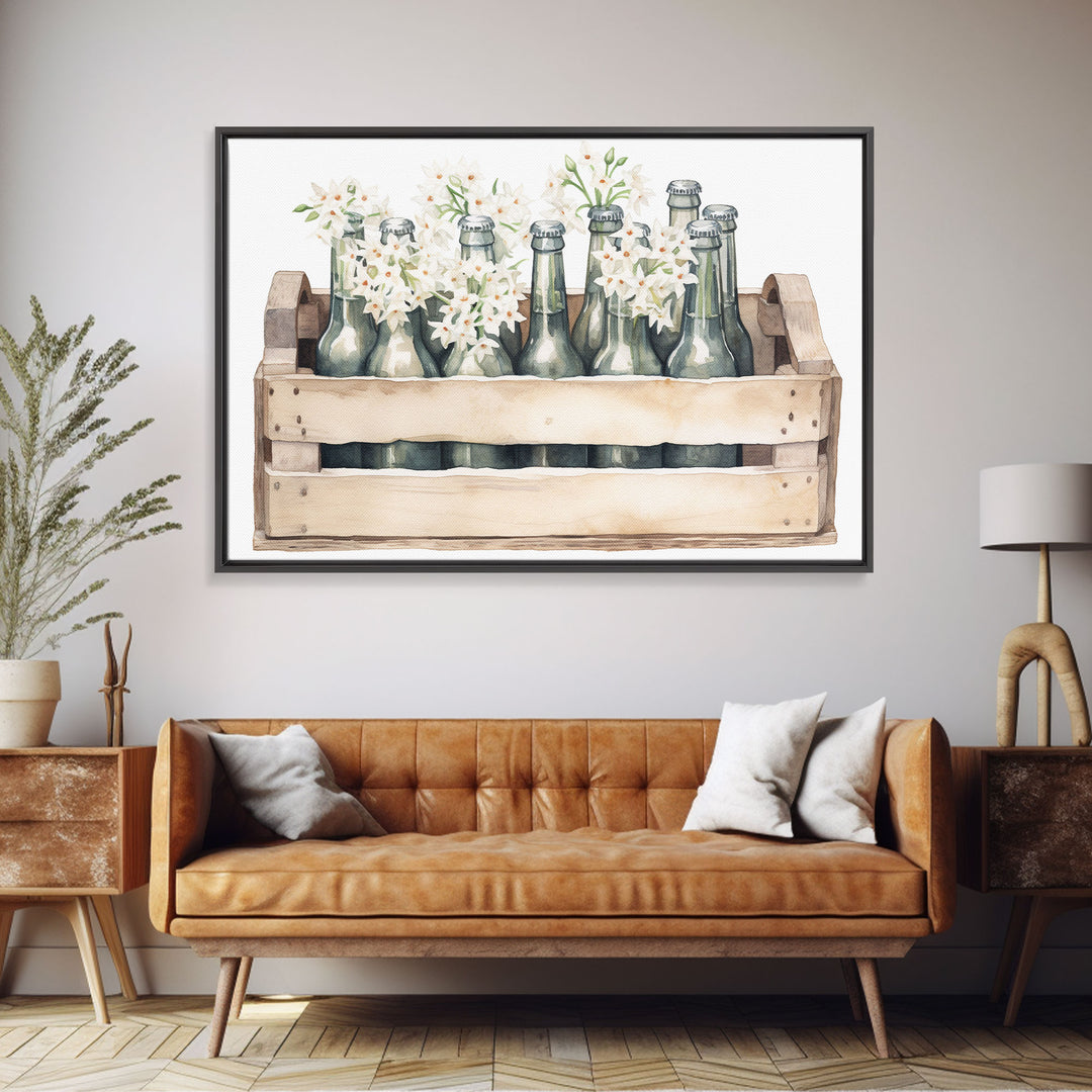 Farmhouse Kitchen Art - White Hydrangea Flowers, Vintage Cottage Style Wall Decor Prints or Canvas Artwork, Rustic / Primitive Kitchen Decor