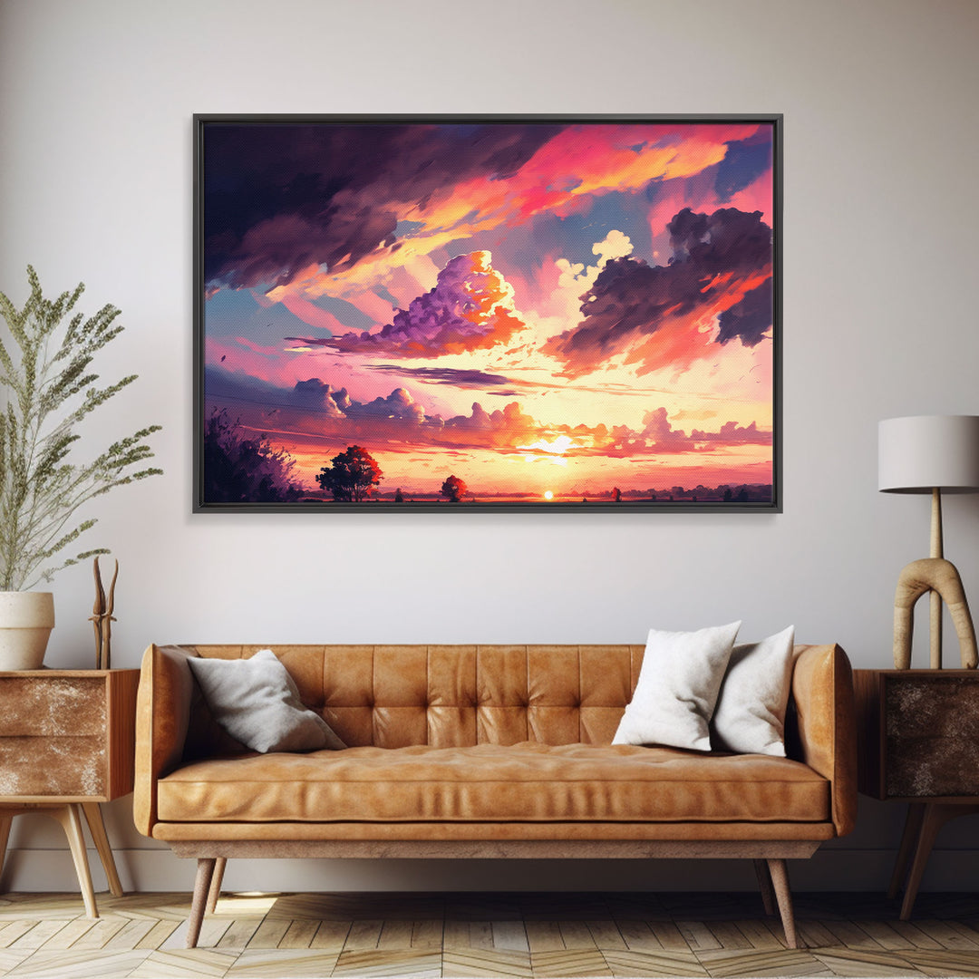 Pink Clouds | Vintage Style Canvas Print | California Landscape Painting | Vast Plains | National Park | Desk Decor | Christmas Gift