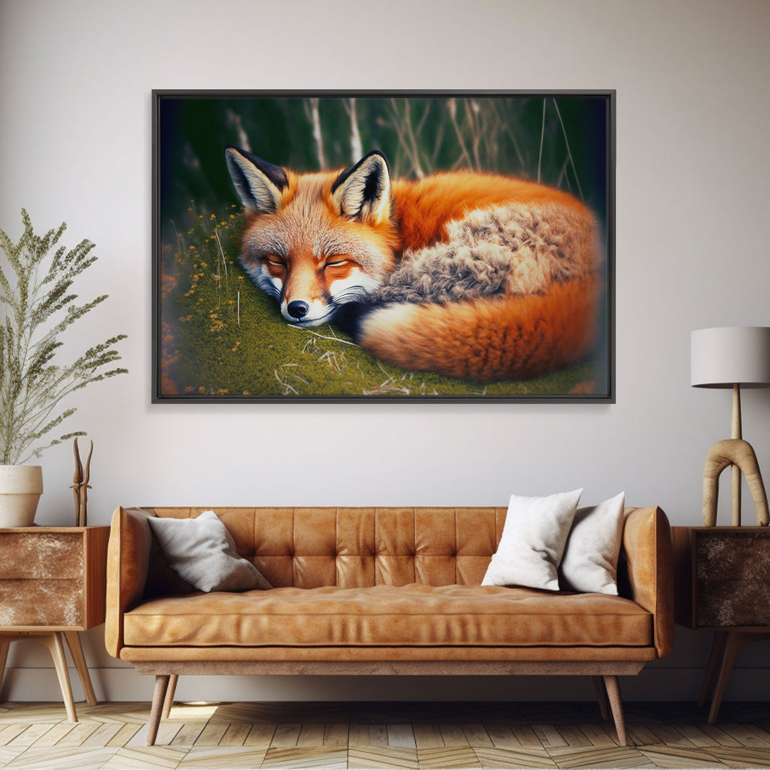Sleeping fox Framed Canvas Wall Art, Canvas Print Decor for Home & Office Decoration Canvas Ready to Hang